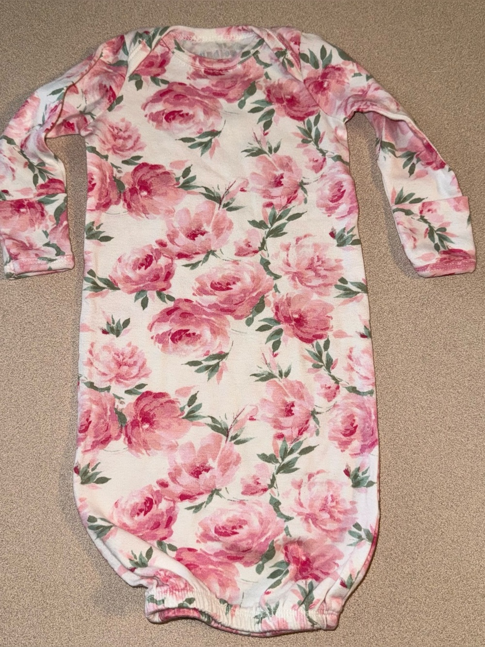 Bundles baby place newborn preemie up to 7lbs sleeper pink & white floral print